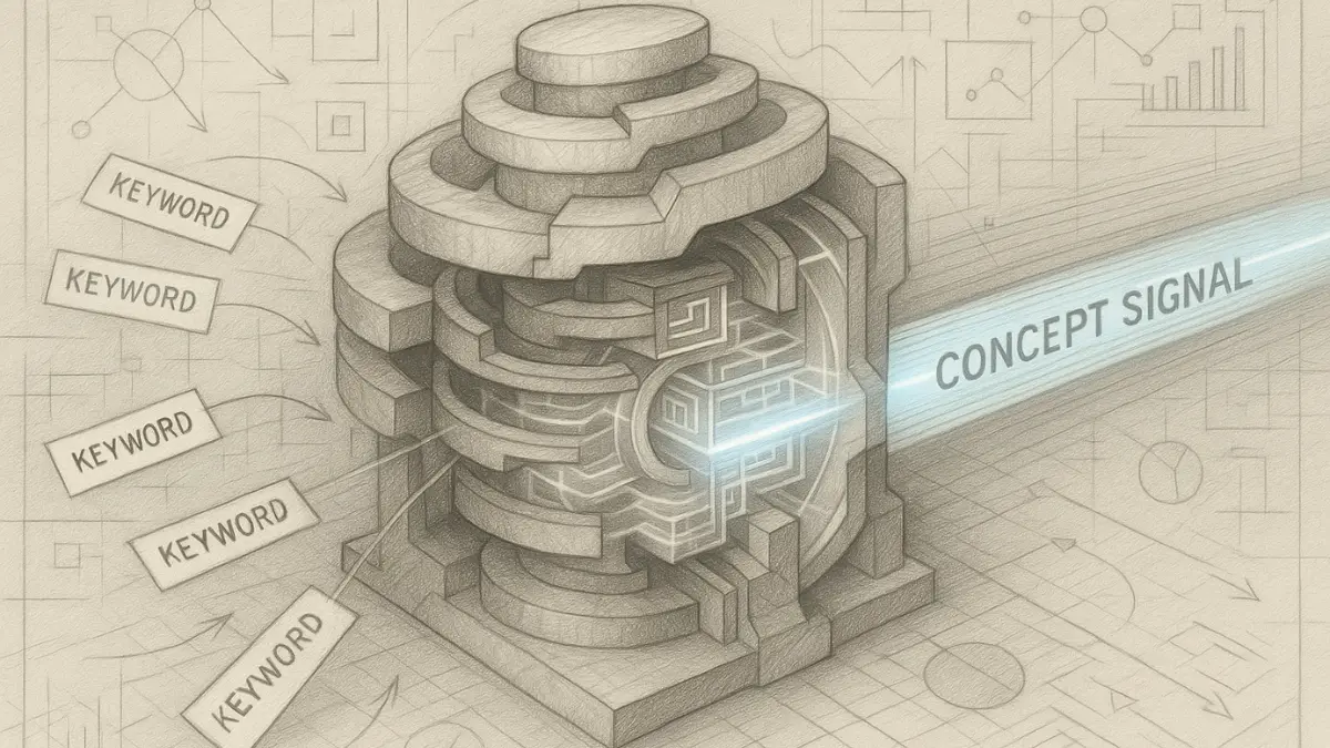 Semantic shift SEO engine transforming keywords into concepts