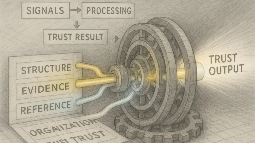 AI trust signals reliability engine structured evaluation