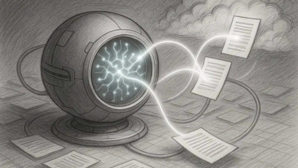 Autonomous retrieval core extracting relevant documents from a cloud source