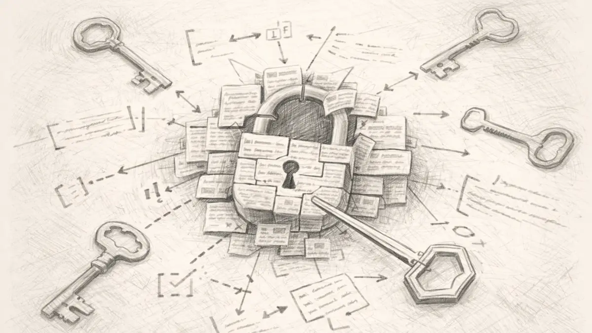 AI disambiguation writing illustrated as meaning lock