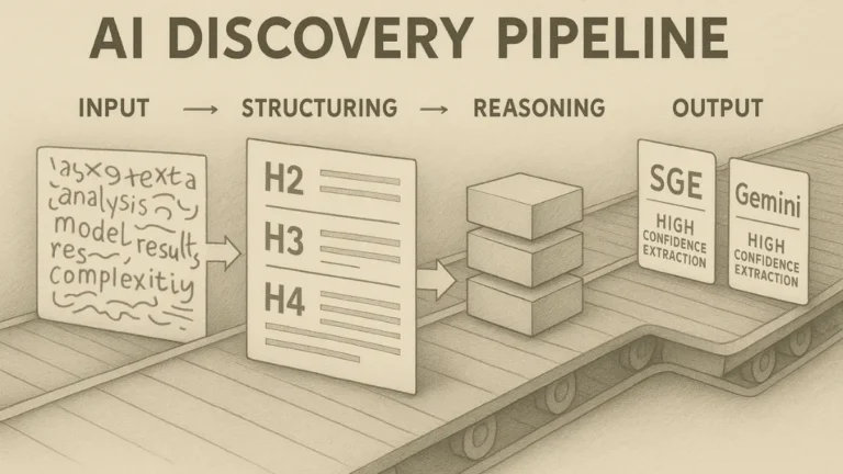 AI discovery pipeline transforming machine comprehension content into structured outputs