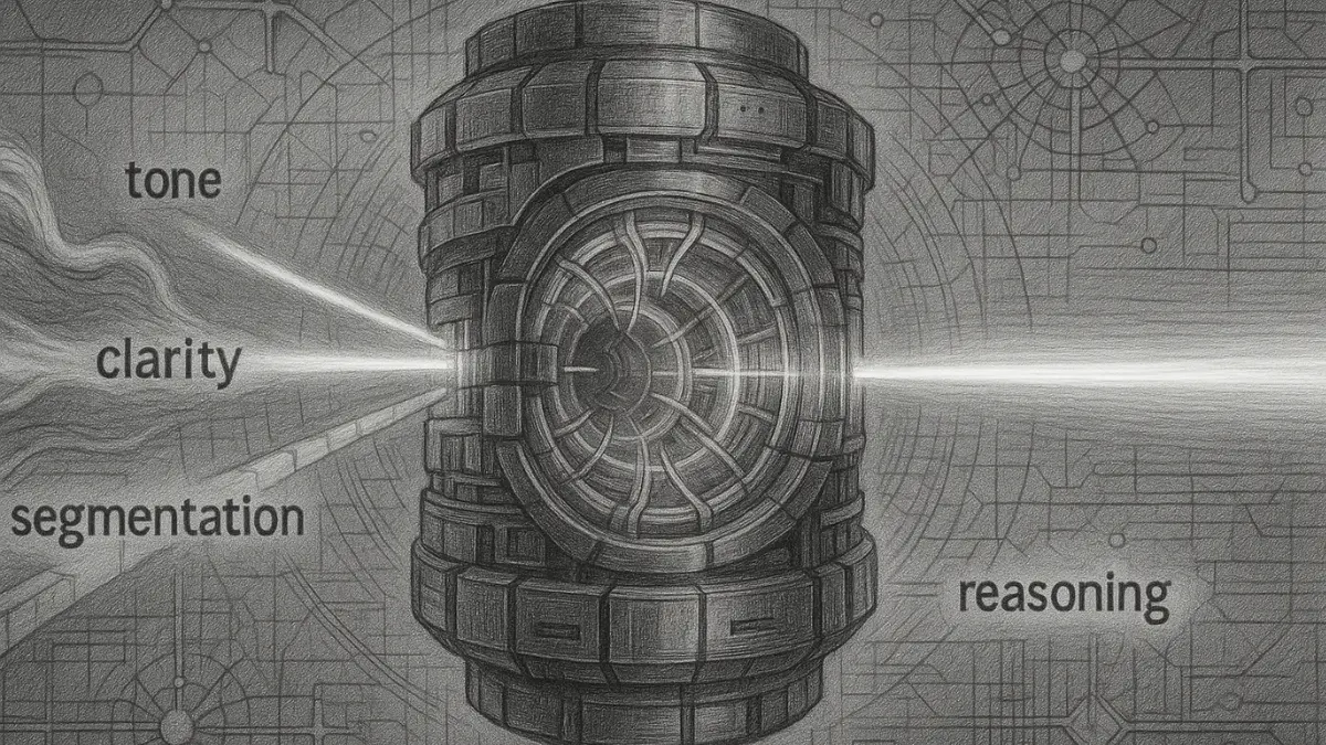 Cognitive reader optimization engine transforming tone clarity and segmentation into structured reasoning flow