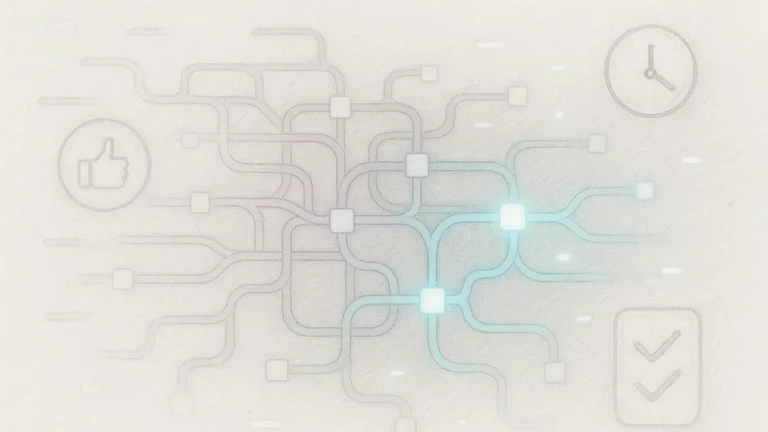 Personalized generative navigation map with dynamic pathways and structural nodes.