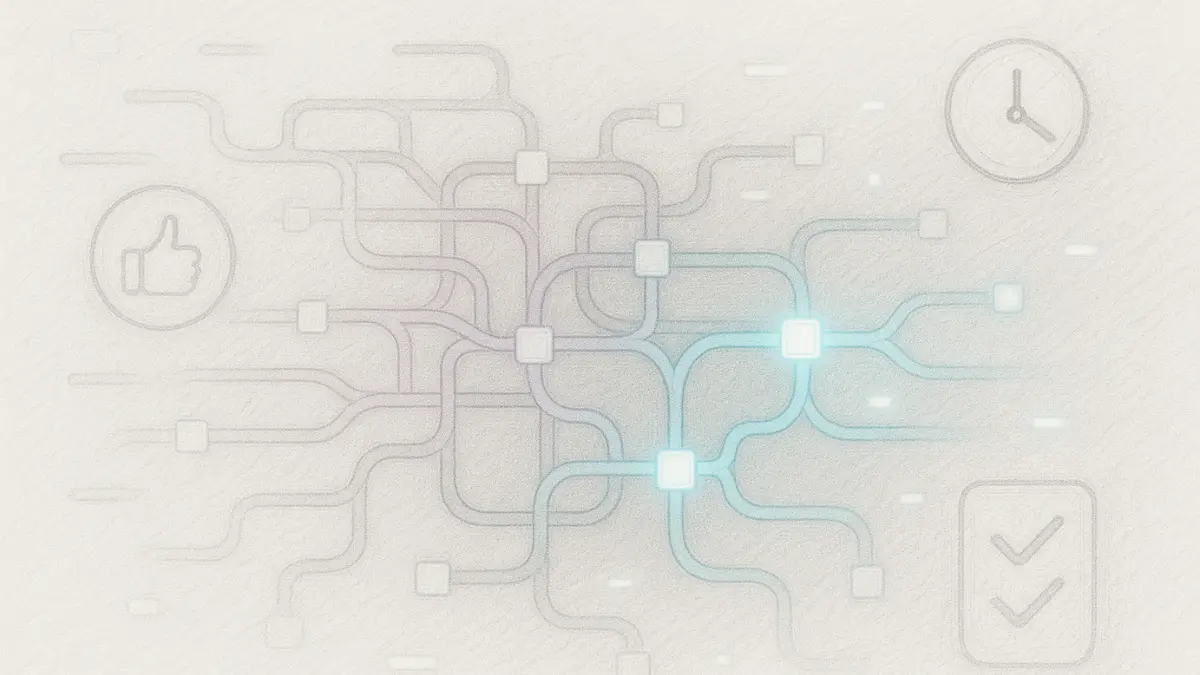 Personalized generative navigation map with dynamic pathways and structural nodes.