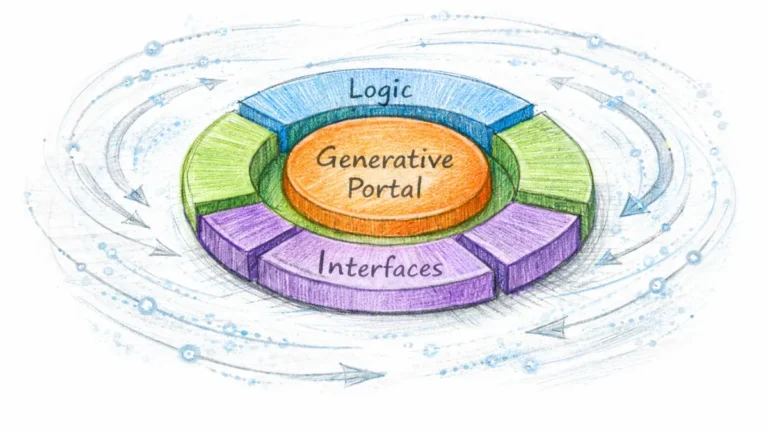 Generative web portals layered interaction architecture sketch