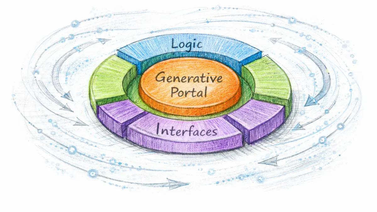 Generative web portals layered interaction architecture sketch