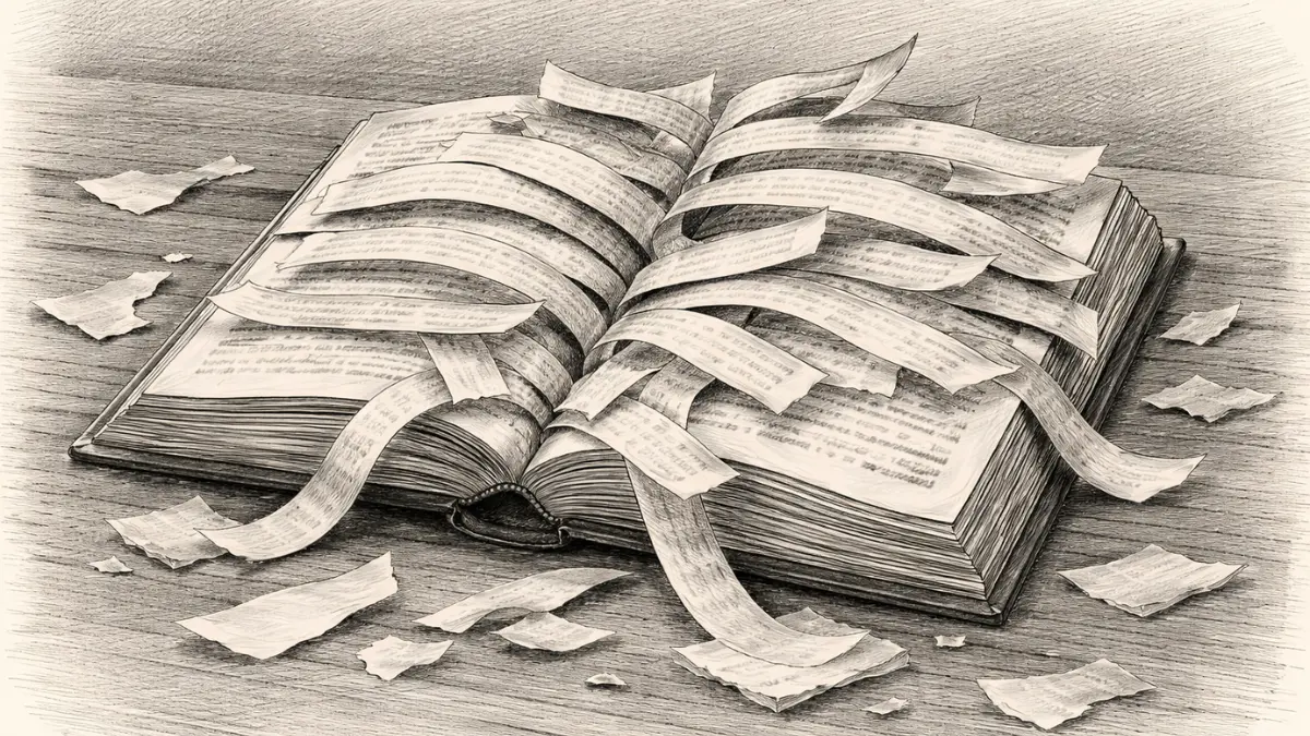 cut book pages disrupt meaning structure