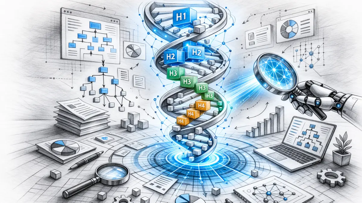 layout hierarchy detection illustrated through AI DNA structure