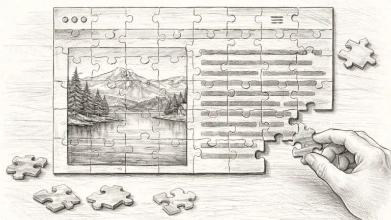 simple AI writing puzzle interface illustration