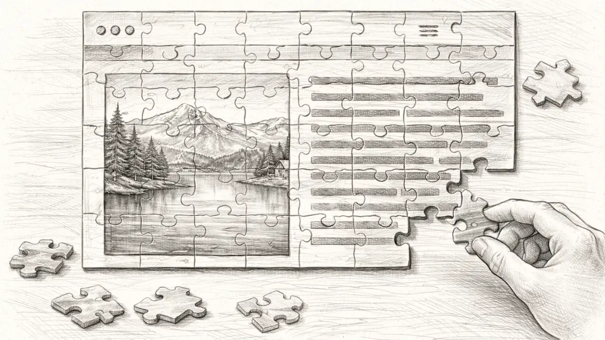 simple AI writing puzzle interface illustration